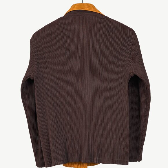 Issey Miyake Brown Pleated-Satin Blazer - Picture 2 of 10